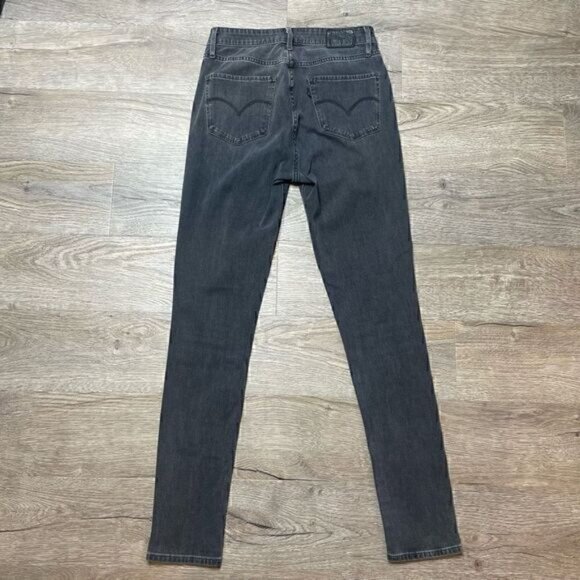 Levis 721 Jeans Size 28 High Rise Skinny Stretch Grey Denim Dark - Picture 3 of 6